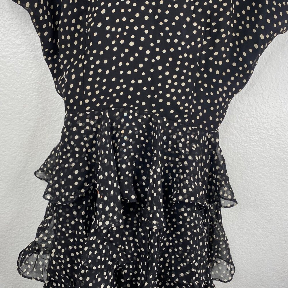 Jackie Bernard Eklektic Dress Low Back Ruffle Layers Polka Dot Black Sz 8 - Picture 6 of 15